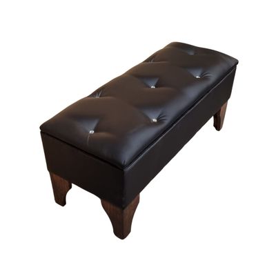 Imagen 2 del producto Banqueta Baúl Botone Negro Eco Cuero Diamante Muebles Rimar