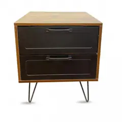 GENERICO - Velador 2 cajones rustico con negro