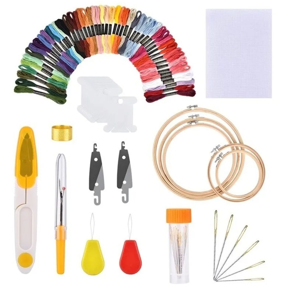 GENERICO - Set Bordado 50 Hilos Telas Agujas Bastidores + Accesorios