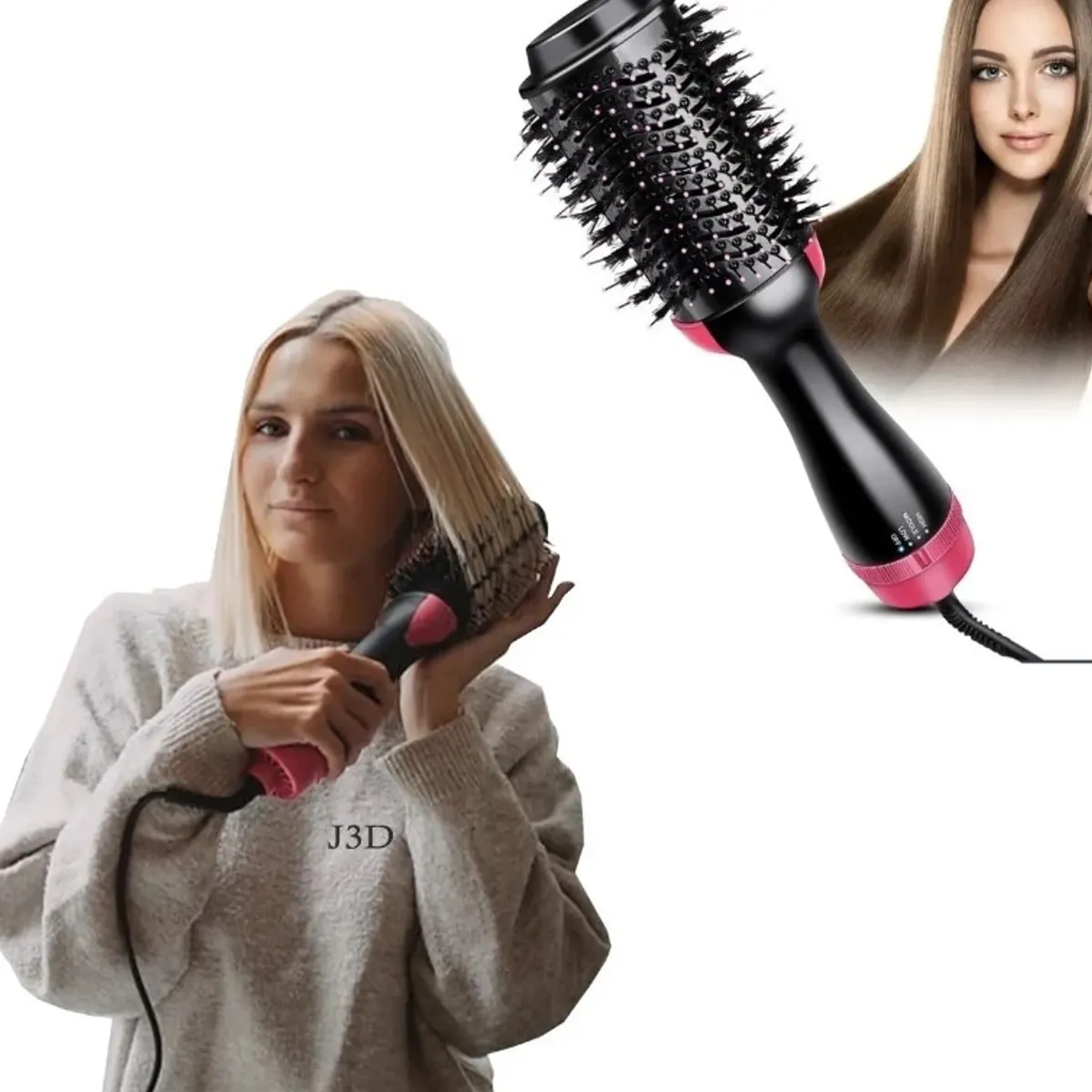 SIEGEN - Cepillo Secador Peine Alisador Pelo 4 En 1 Electrico 3 Temperatura