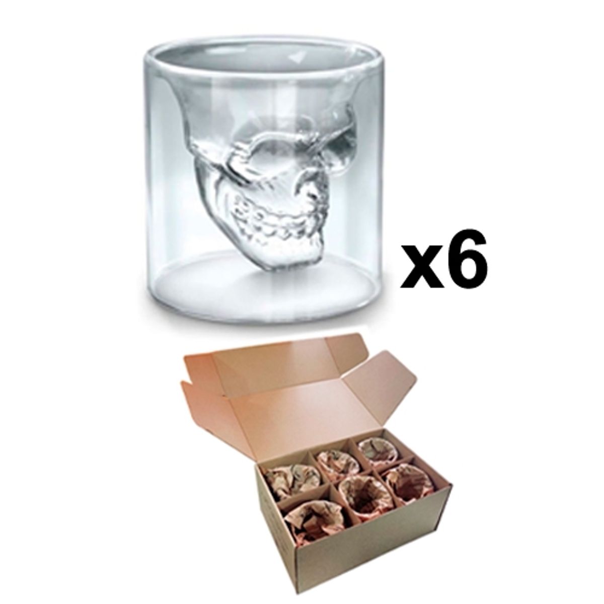PERFECT CLASS - Set 6 Vasos Calavera 250 ml