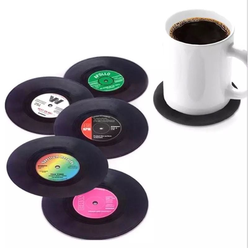 MERCADO CBF - Posavasos Modernos y Entretenidos con Forma de Vinilo Pack 6 unidades