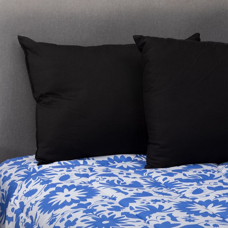 Plumon Mexico Azul 2 Plazas + Pack Almohadas Negra