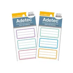 ADETEC - 120 Etiquetas Para Cuadernos Escolar Mix Tricolores 35x70mm
