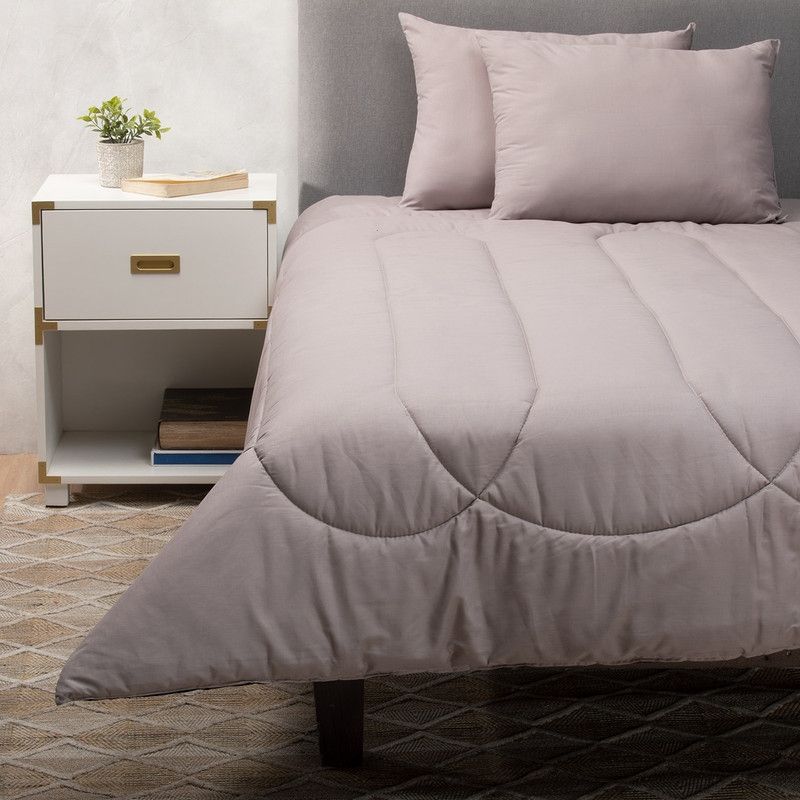 ARTHOME - Plumon Gris Negro 2 Plazas + Pack Almohadas Gris Arthome