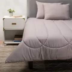 ARTHOME - Plumon Gris Negro 2 Plazas + Pack Almohadas Gris