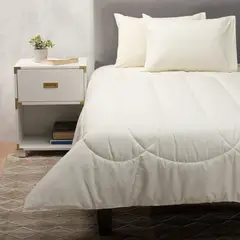 ARTHOME - Plumon Beige Blanco 2 Plazas + Pack 2 Almohadas Beige