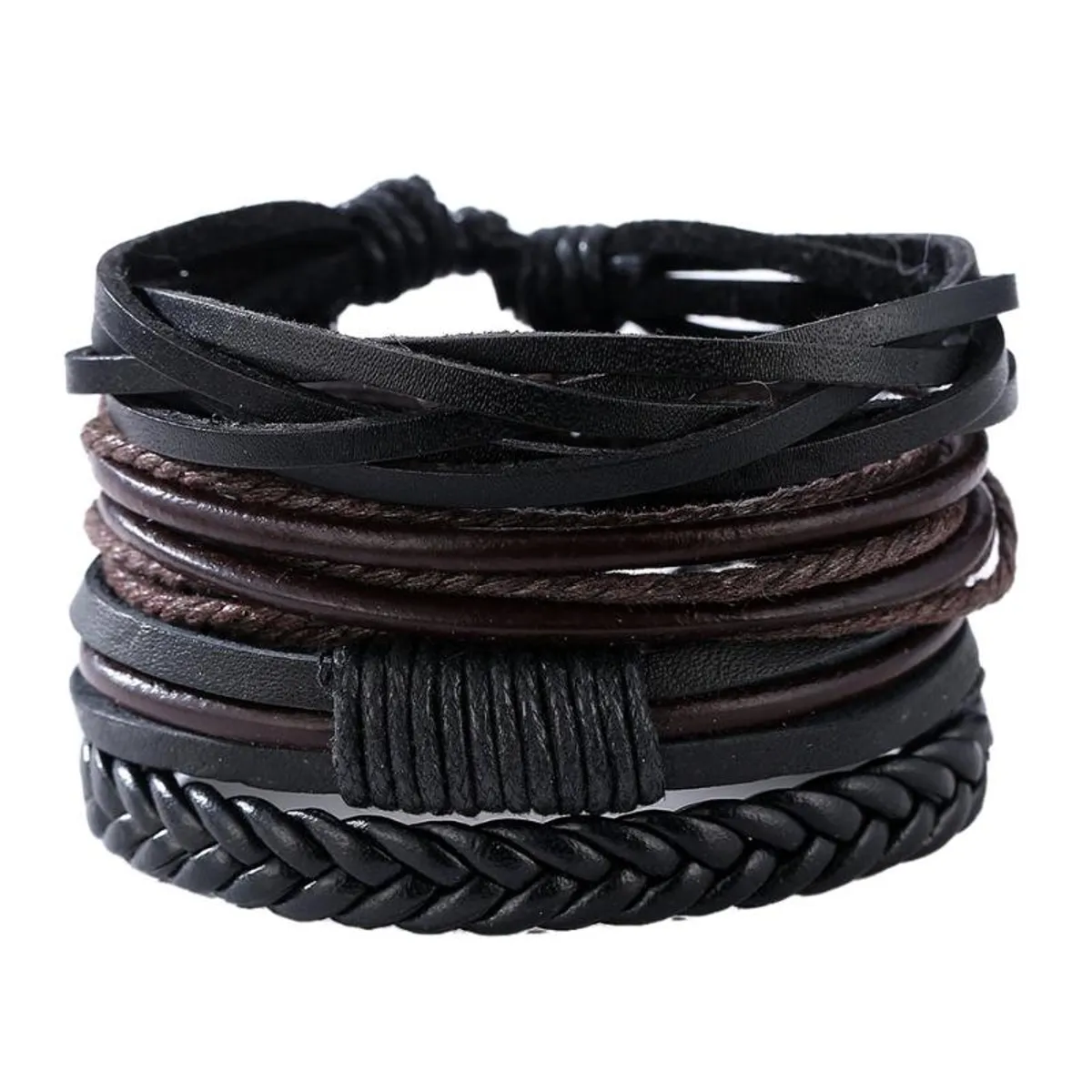 GENERICO - Pulsera Múltiple Eco Cuero Elegante y Juvenil