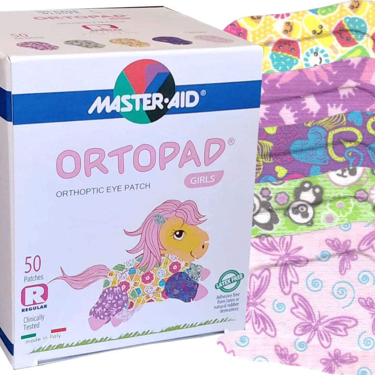 GENERICO - PARCHE OCULAR ORTOPAD TAMAÑO REGULAR MODELO GIRLS CAJA 50 UNIDADES