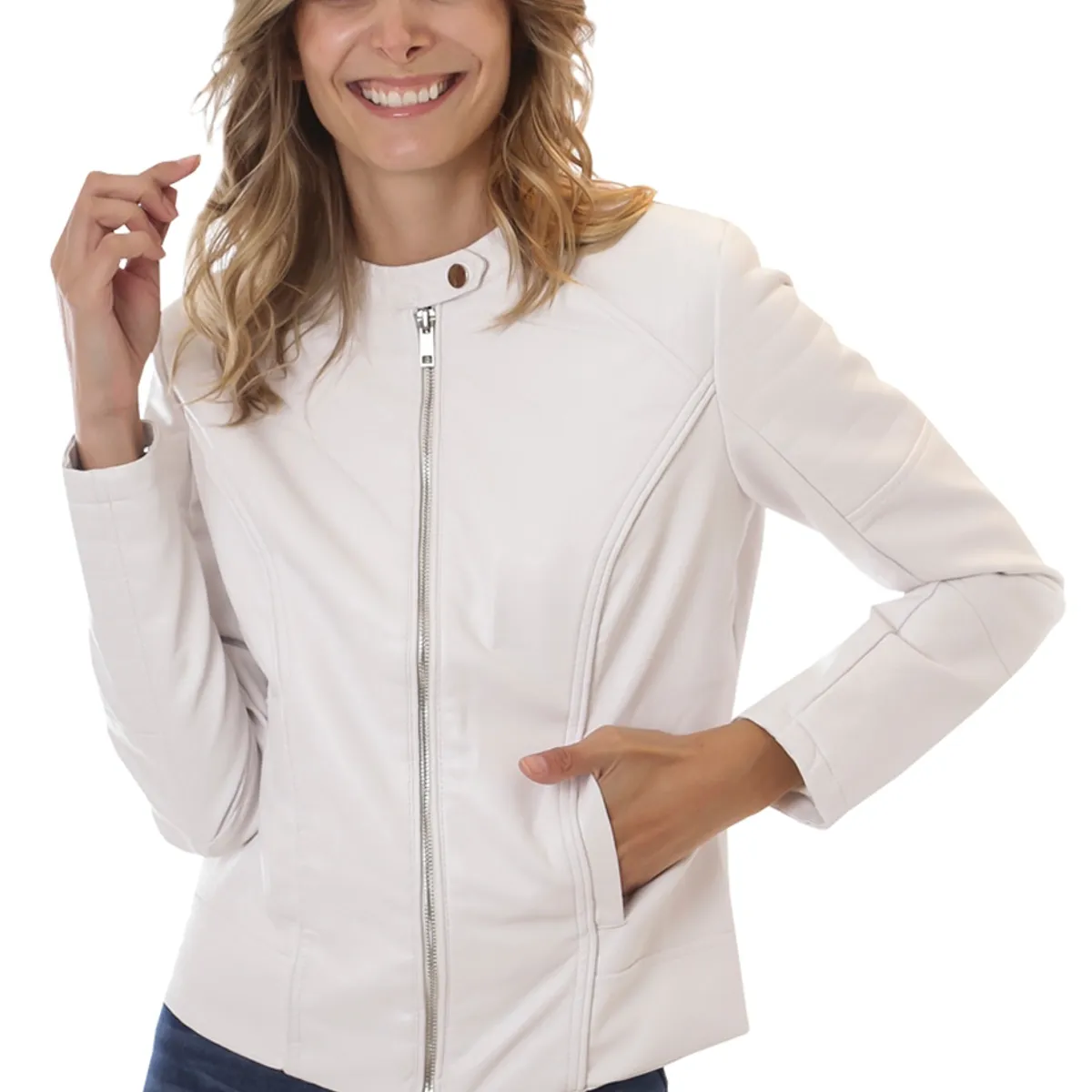 TODOPIEL - Chaqueta de Ecocuero Mujer Blanco Todopiel.