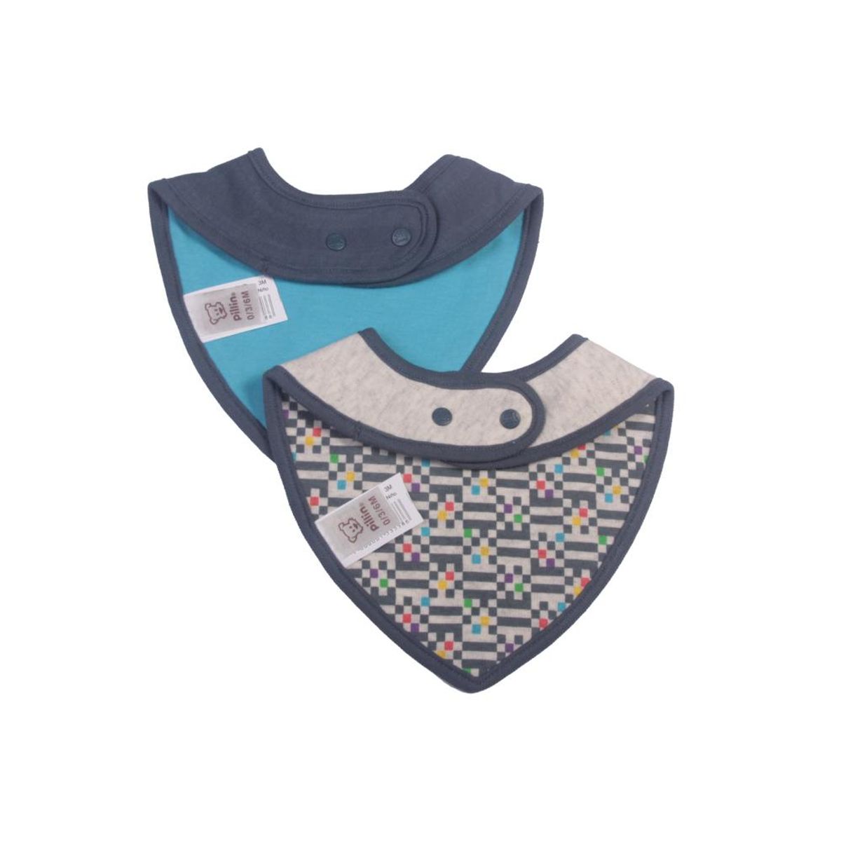 PILLIN - Set 2 Pzas Babero Niño Multicolor Pillín - Gris