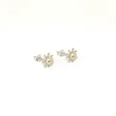 ANDREA COGGIOLA JOYAS - Aros Flor Margarita Perla de Río y Circón Plata Fina 925.