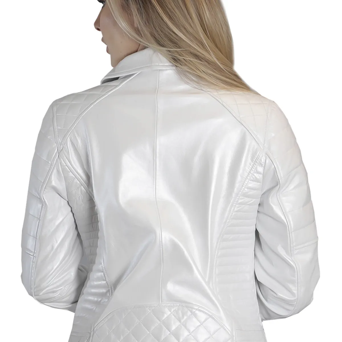 TODOPIEL - Chaqueta de Cuero Mujer Blanco Todopiel