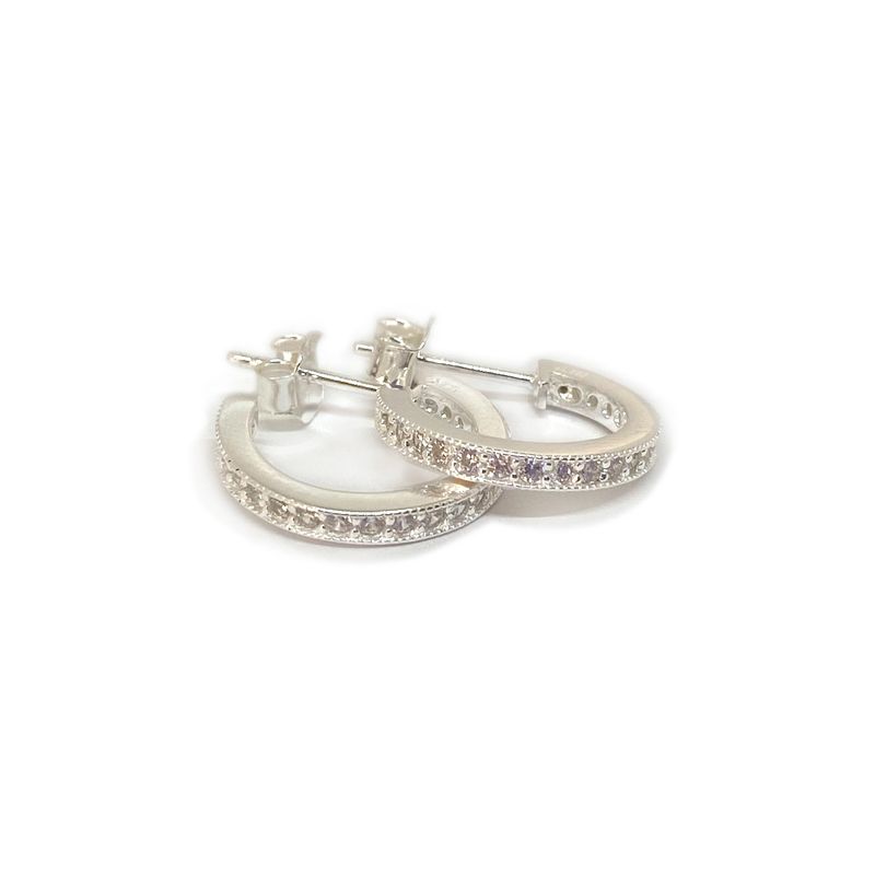 ANDREA COGGIOLA JOYAS - Aros Argollas Circón 16mm Plata Fina 925