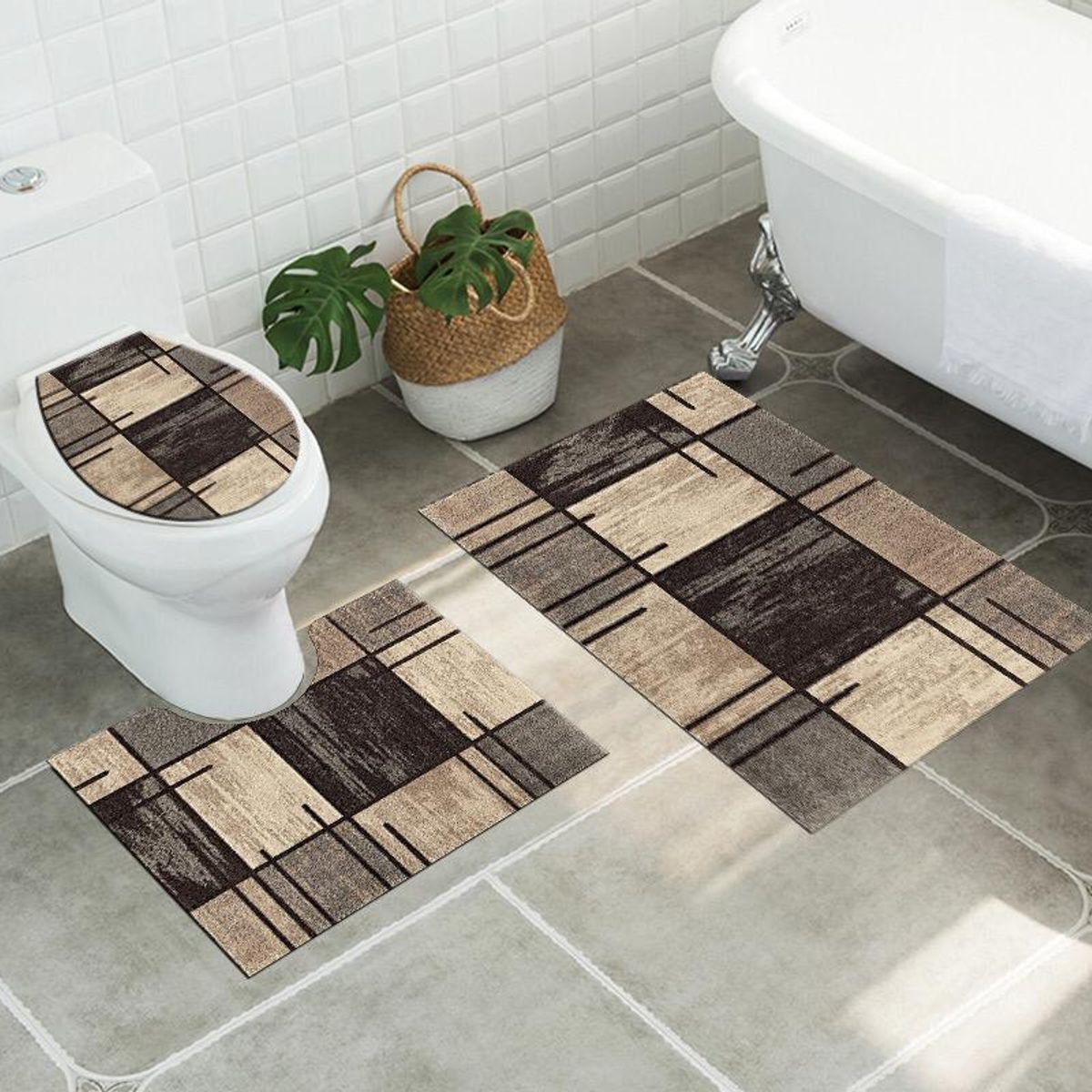 ANGELES DEL HOGAR - Juego de baños alfombras Con diseños 3 piezas