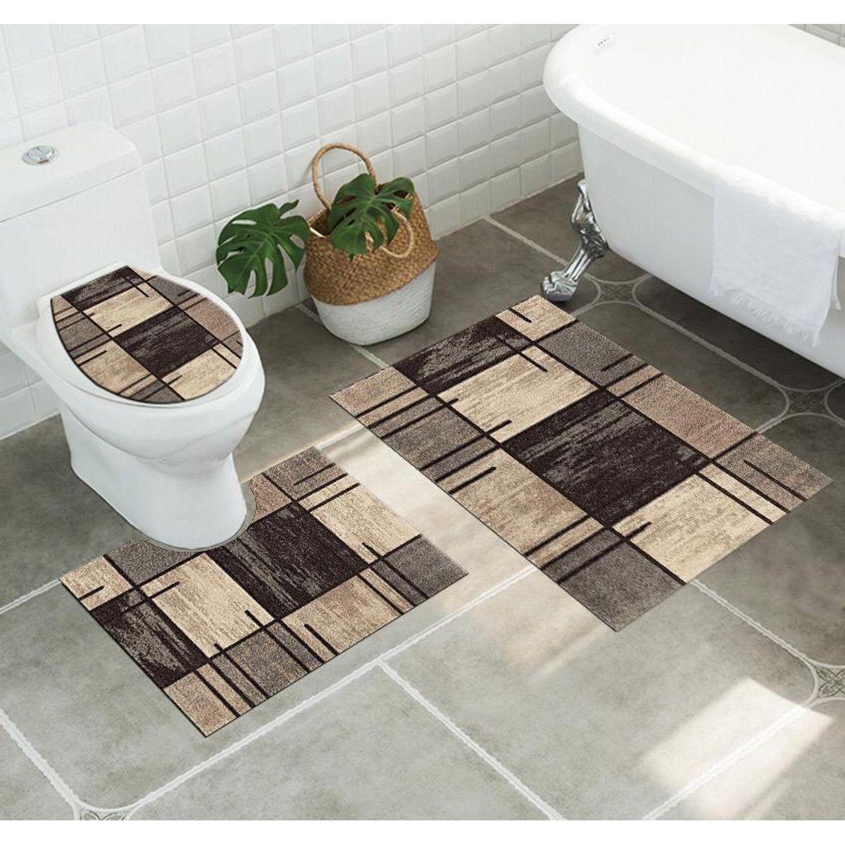 ANGELES DEL HOGAR - Juego de baños alfombras Con diseños 3 piezas