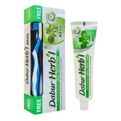 DABUR AMLA - Pasta Dental Herb'l Albahaca + Cepillo de Dientes 150gr