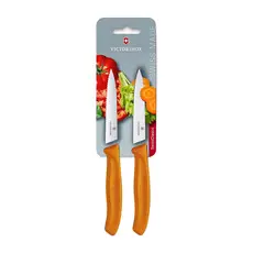 VICTORINOX - Juego Cuchillos Verdura color Naranjo. Hoja 10 cm.