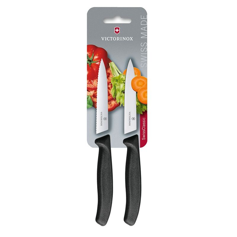 VICTORINOX - Juego Cuchillos Verdura color Negro. Hoja 10 cm. Victorinox