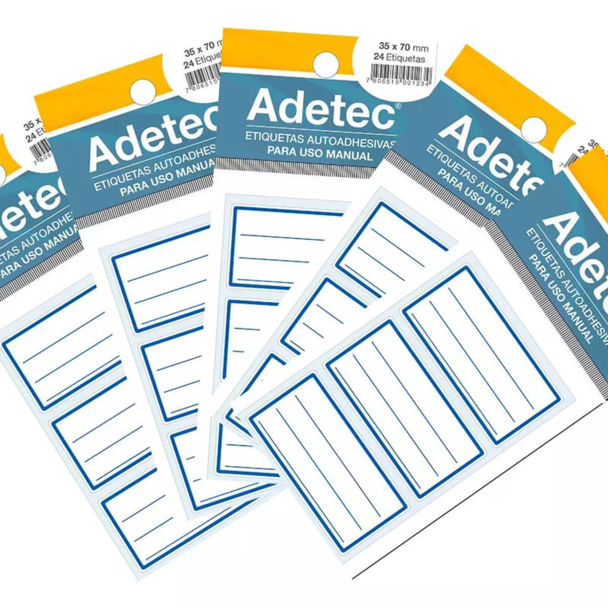 ADETEC - 120 Etiquetas Para Cuadernos Escolar Linea Azul 35x70 mm