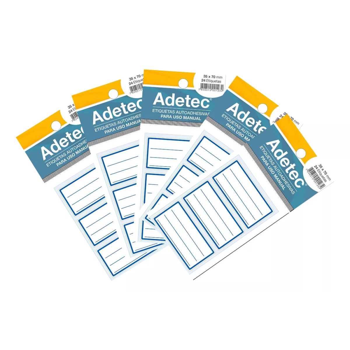 ADETEC - 120 Etiquetas Para Cuadernos Escolar Linea Azul 35x70 mm