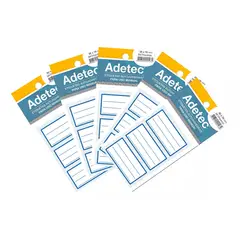 ADETEC - 120 Etiquetas Para Cuadernos Escolar Linea Azul 35x70 mm