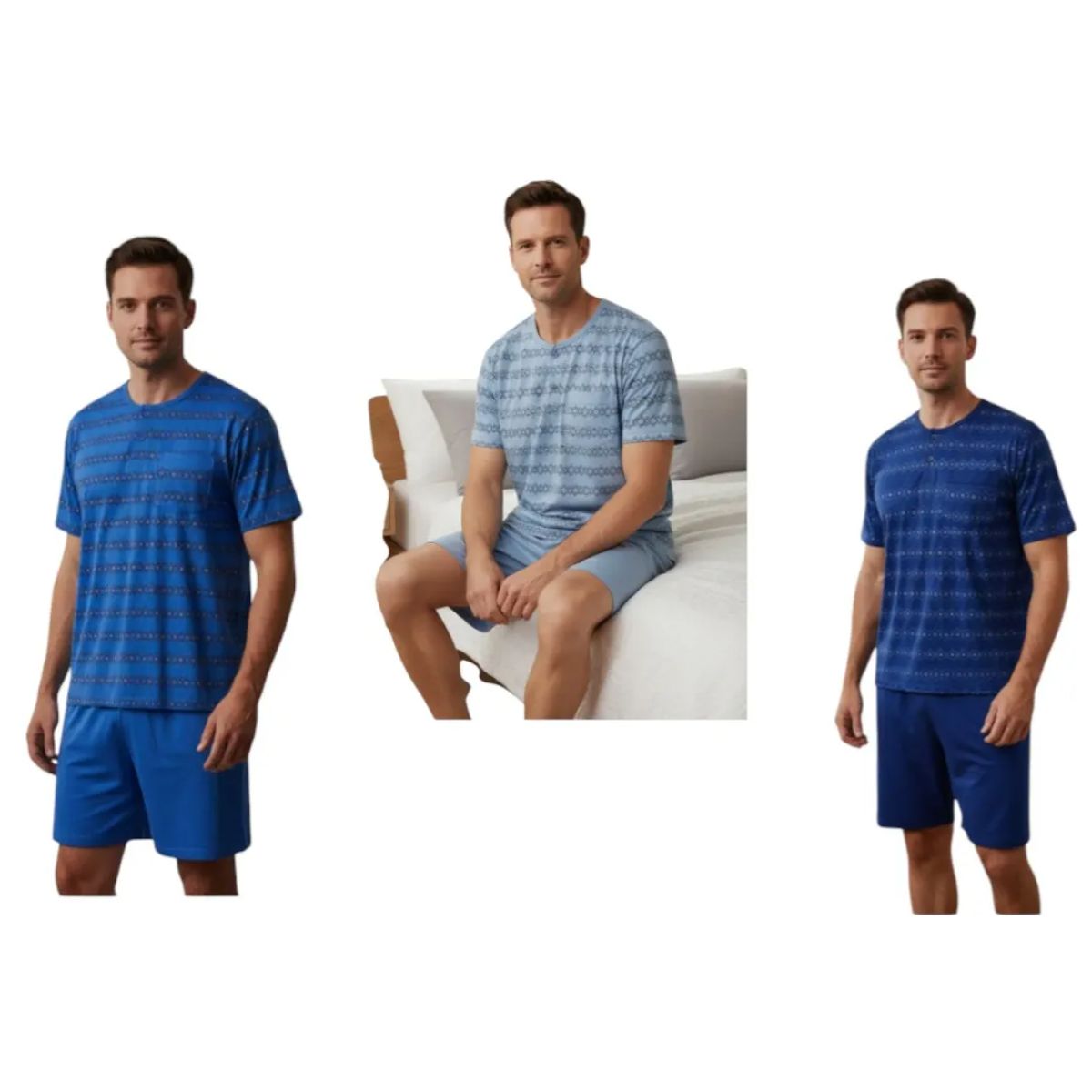AGW - Pack 3 Pijamas Hombre Verano Algodón.