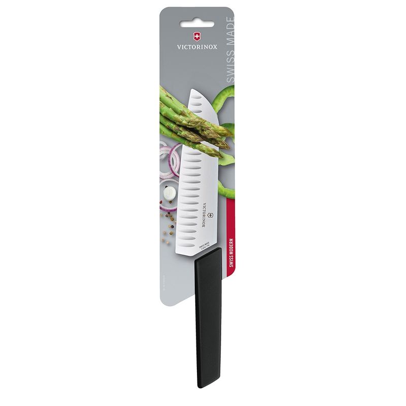 VICTORINOX - Cuchillo Santoku Swiss Modern color Negro. Hoja 17 cm. Victorinox