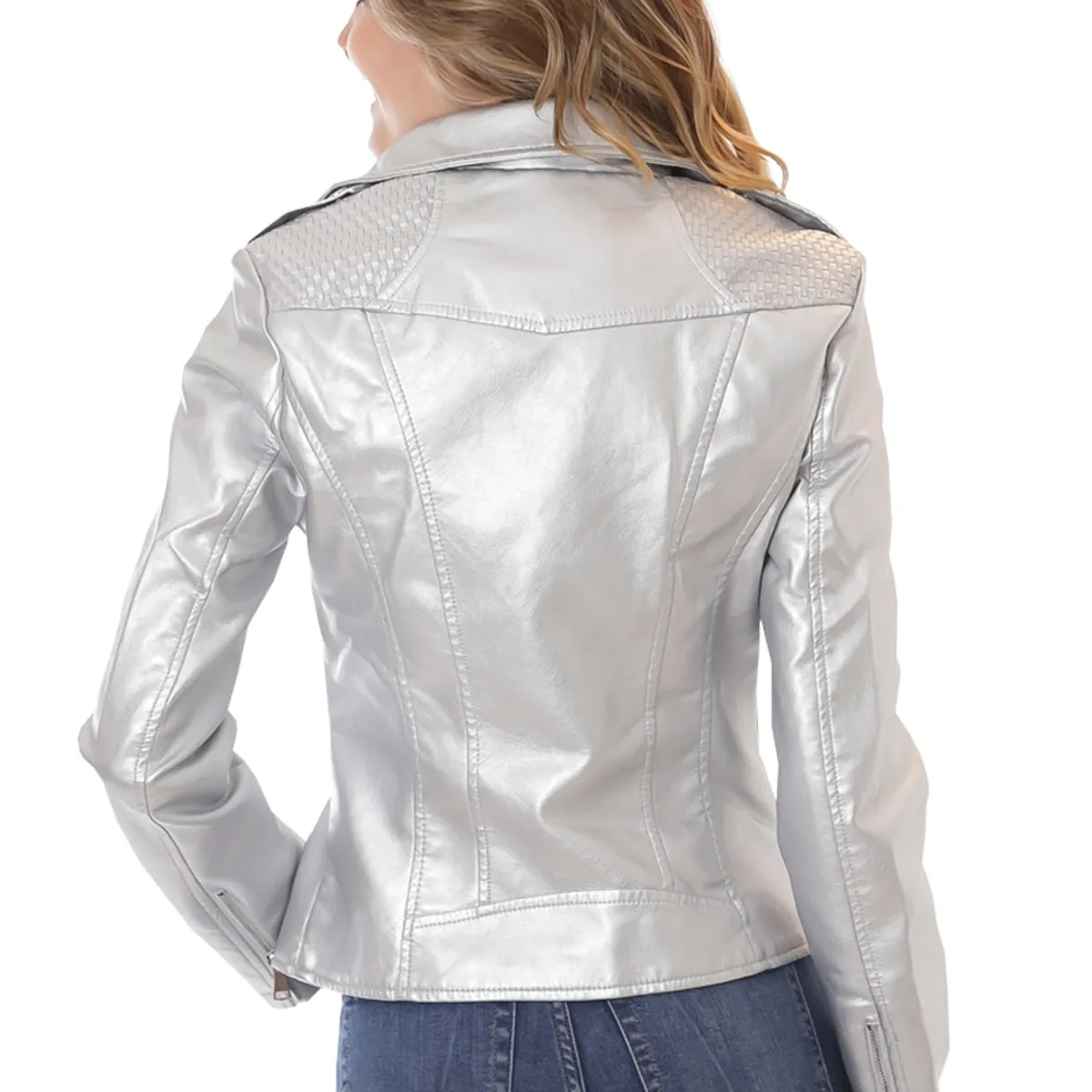 TODOPIEL - Chaqueta de Ecocuero Mujer Plateado Todopiel