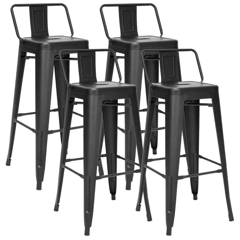 NOVAHUS - PACK DE 4 SILLA ALTA METAL TOLIX NEGRO