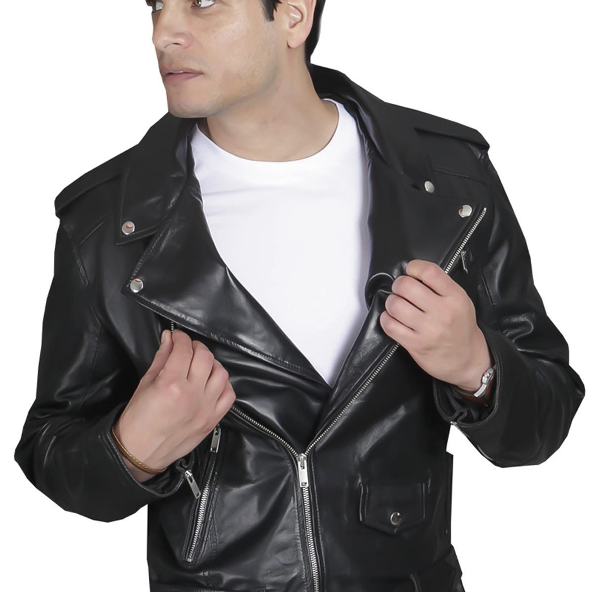 TODOPIEL - Chaqueta de Cuero Hombre Negro Todopiel