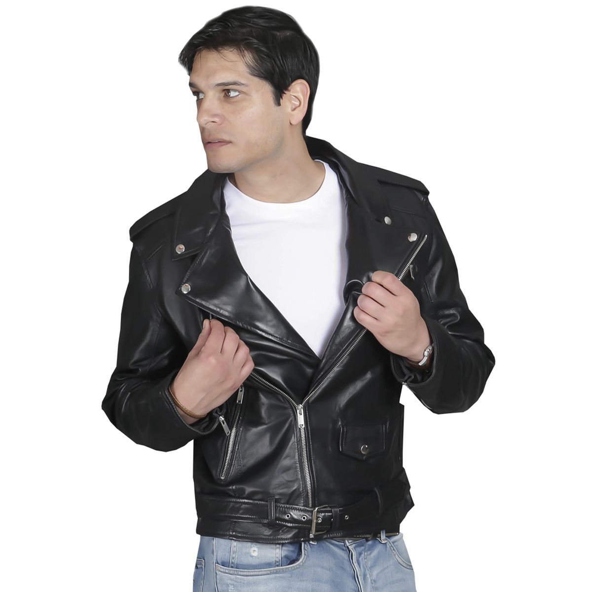 TODOPIEL - Chaqueta de Cuero Hombre Negro Todopiel