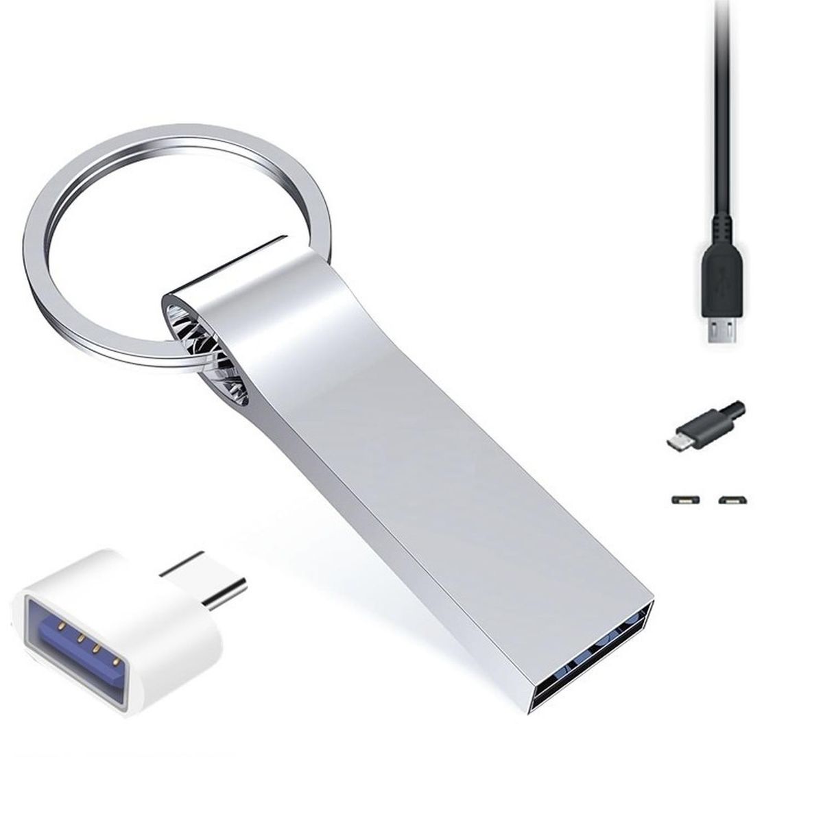GENERICO - Pendrive Llavero 2tb + Adaptador Usb A Micro Usb