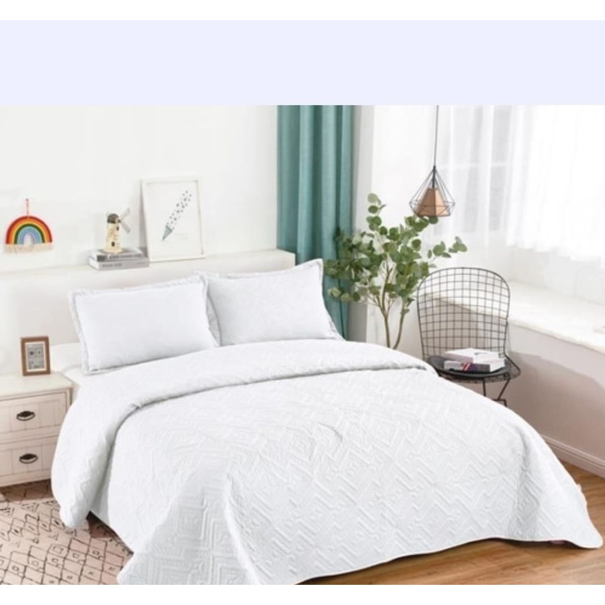 ANGELES DEL HOGAR - Cubrecama Quilt De Verano  King blanco