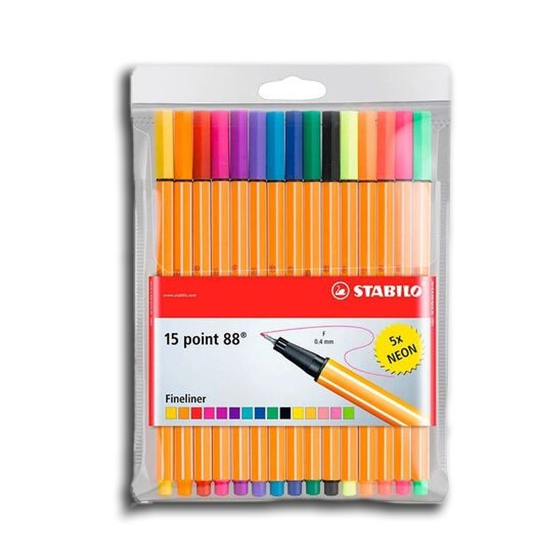 STABILO - Stabilo Set 15 Lápices Point 88 Fineliner Incluye 5 Neón