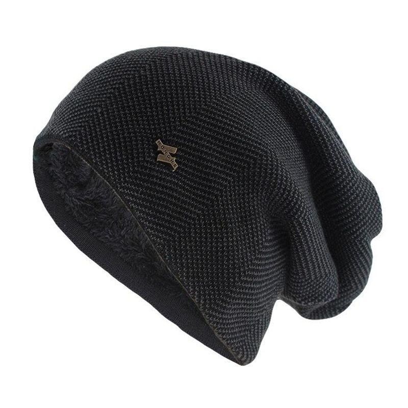 MILLAM - Gorro en tela tejido con Forro Interno de Polar Negro
