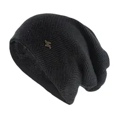 MILLAM - Gorro en tela tejido con Forro Interno de Polar Negro