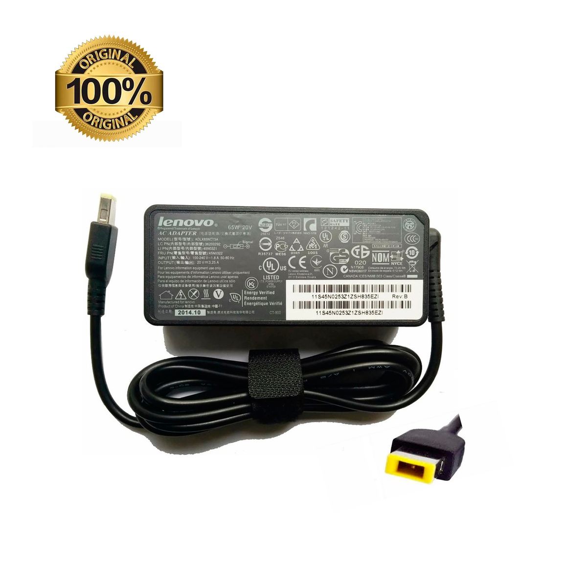 LENOVO - Cargador Lenovo 65W 325A Tp Usb Amarillo