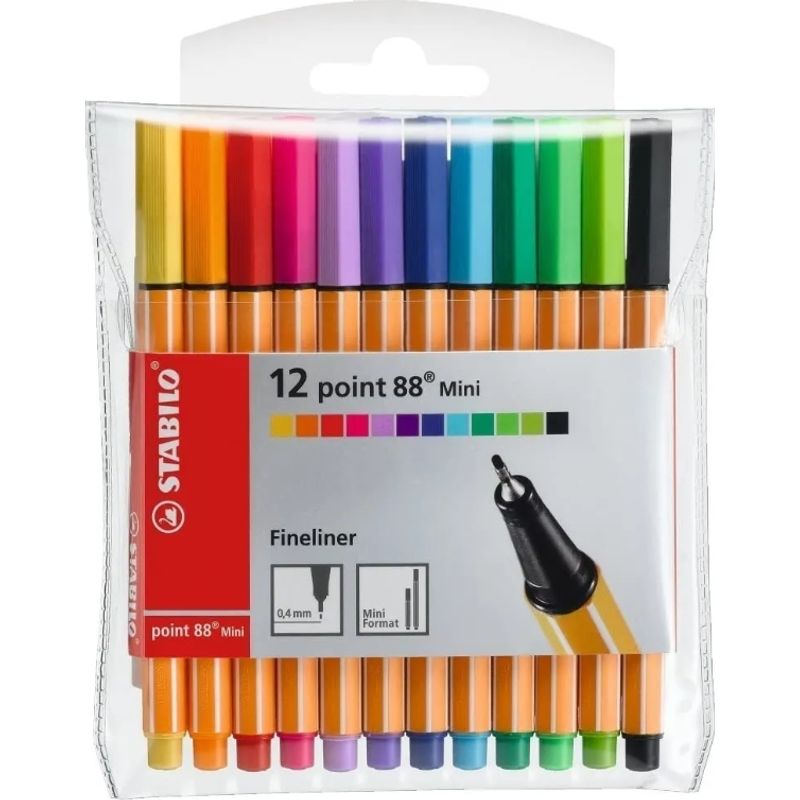 STABILO - Stabilo Point 88 12 Lápices Mini Fineliner Tiralíneas 0.4mm