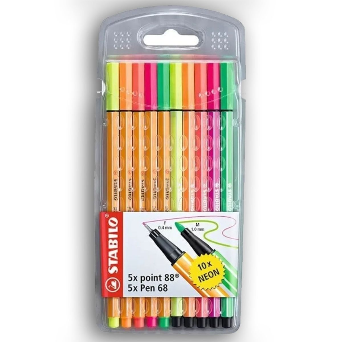 STABILO - Set Stabilo 10 Unidades 5 Colores Neón Point 88 y Pen 68