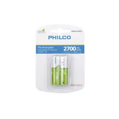 PHILCO - Pilas Recargables Blister 2 Pre-Cargadas Aa 2700 Mah