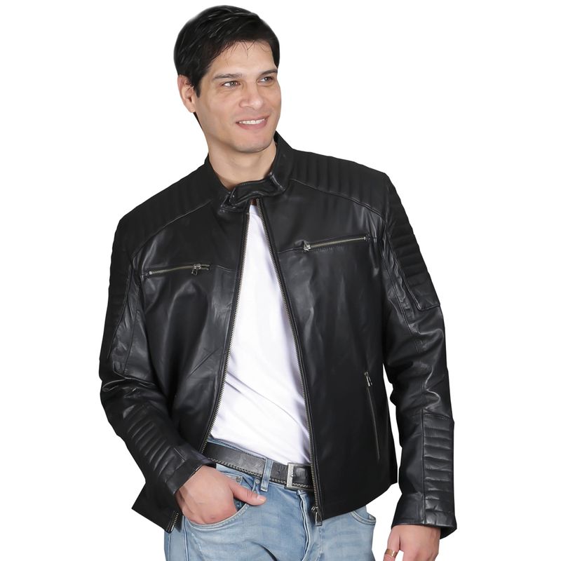 TODOPIEL - Chaqueta de Cuero Hombre Negro Todopiel