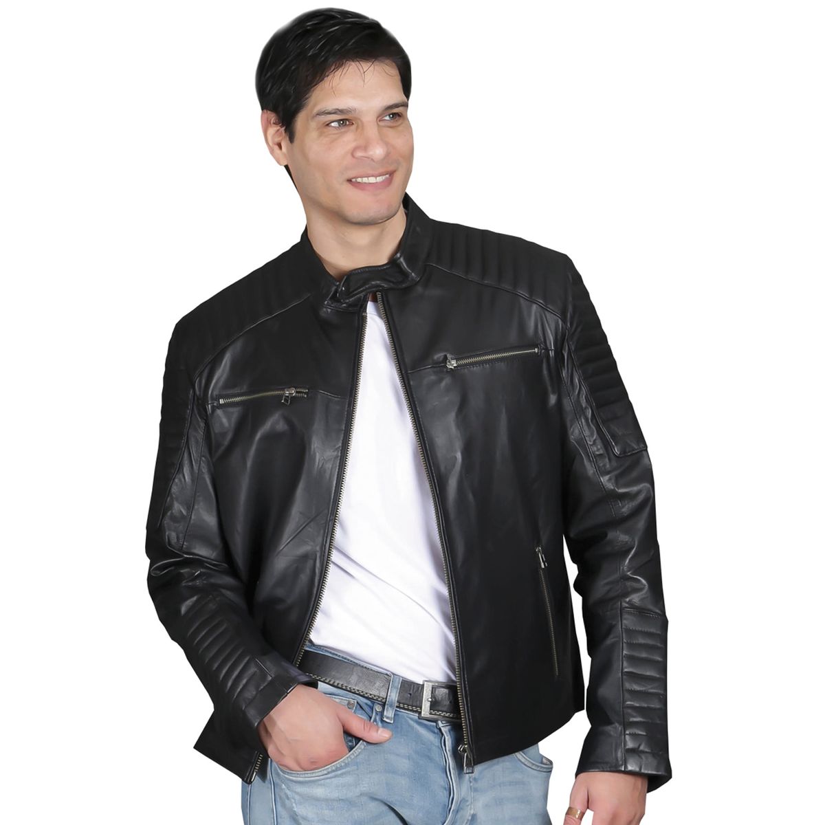 TODOPIEL - Chaqueta de Cuero Hombre Negro Todopiel
