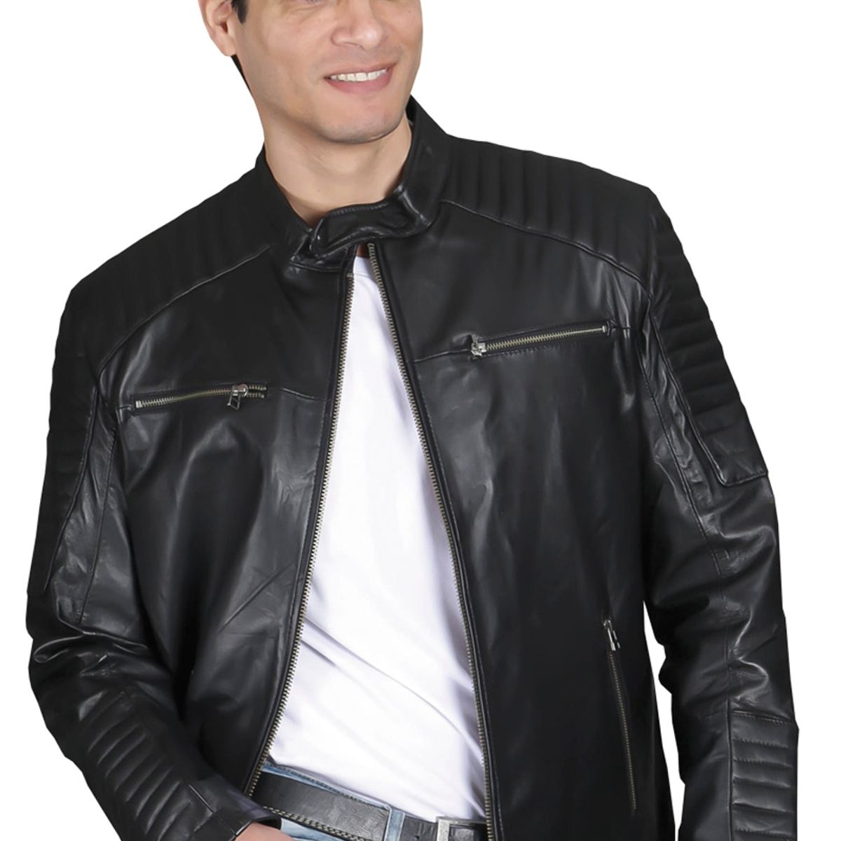 TODOPIEL - Chaqueta de Cuero Hombre Negro Todopiel