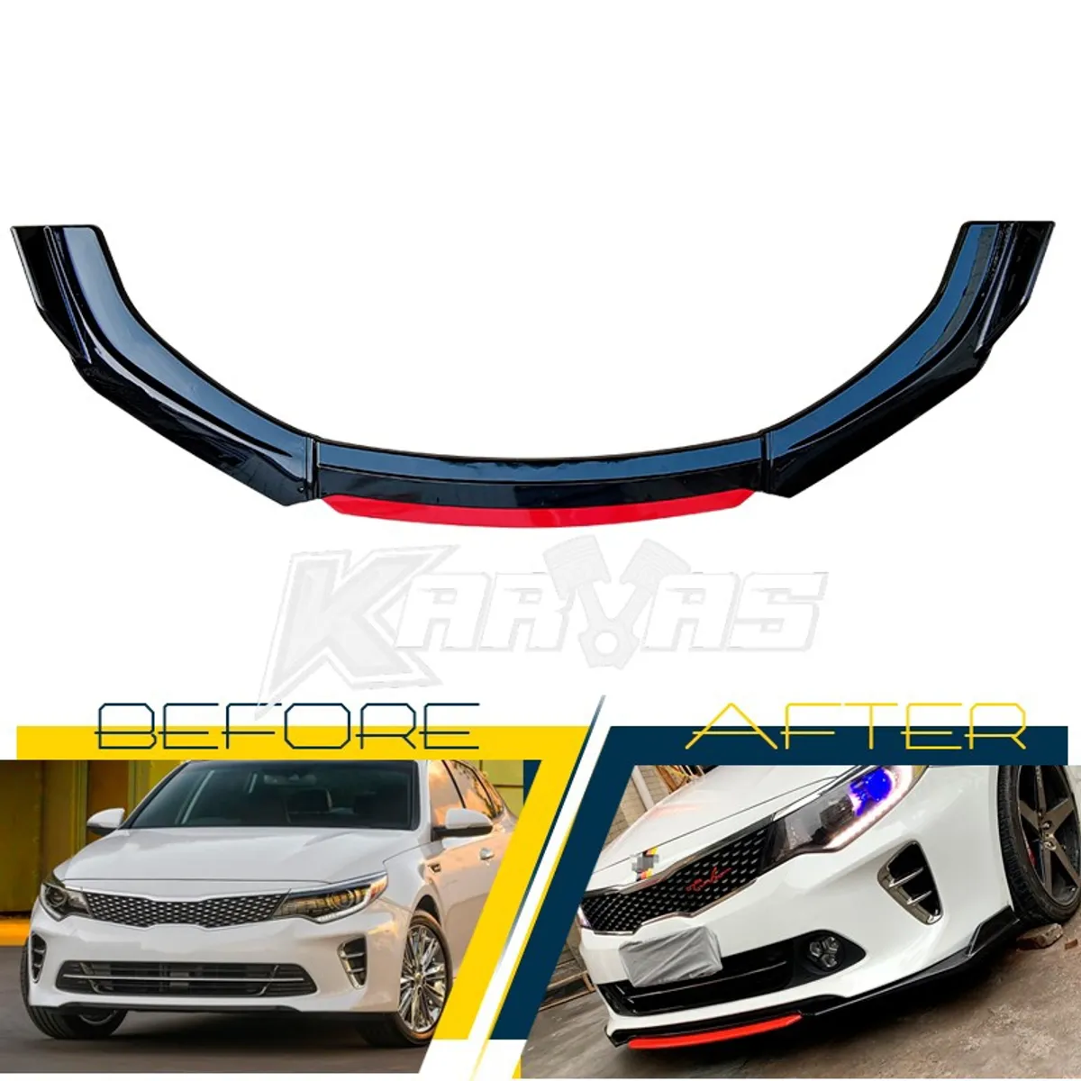 GENERICO - Lip Frontal Completo 4 Piezas Franja Universal Auto Karvas