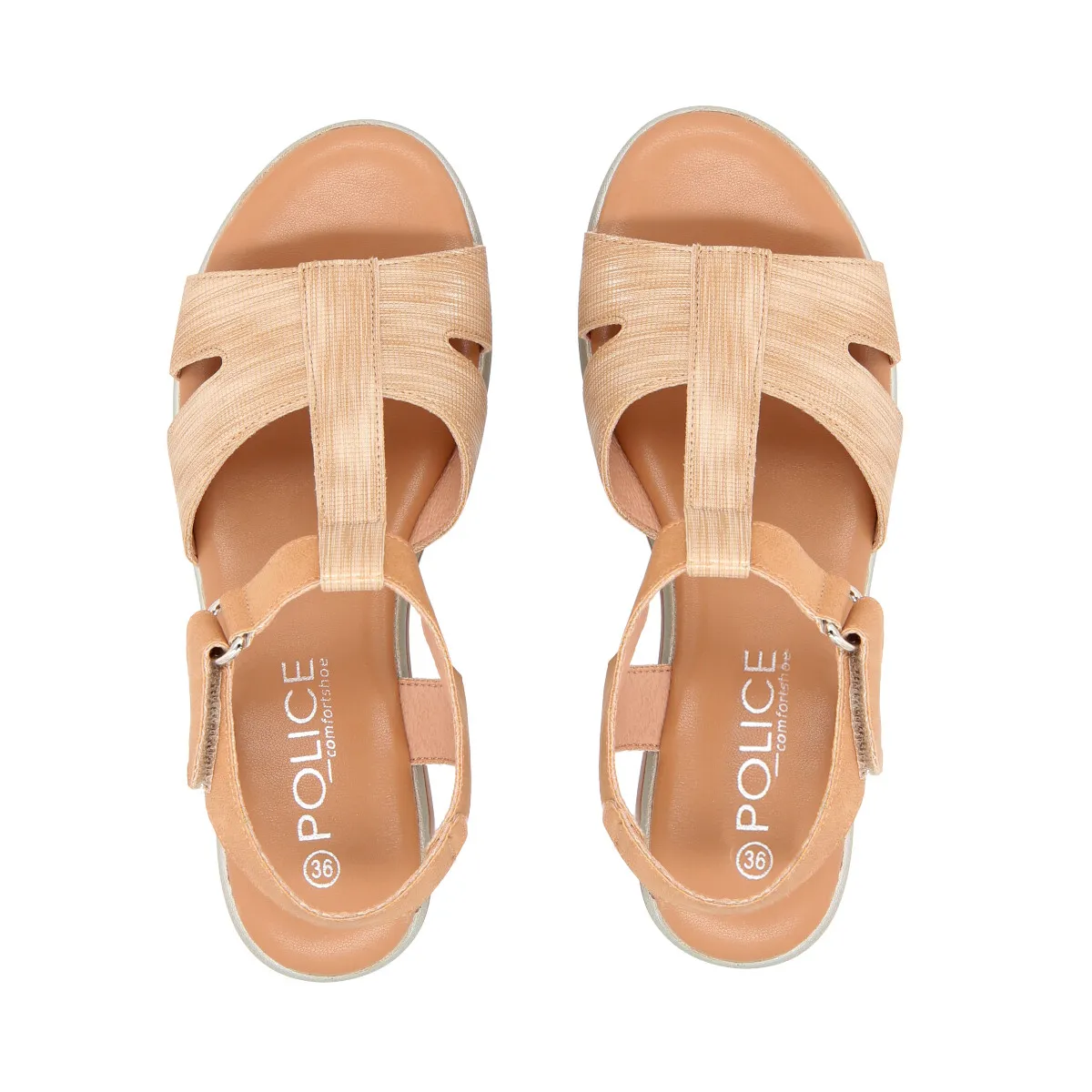 POLICE - Sandalia Mujer Beige Plataforma Shine Police
