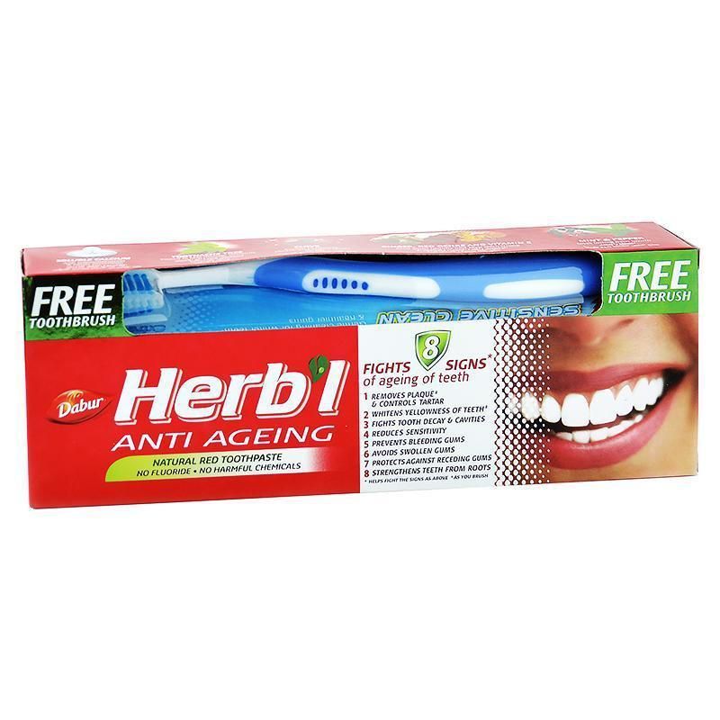 DABUR AMLA - Pasta Dental Herbl Anti Envejecimiento + Cepillo de Dientes 150gr