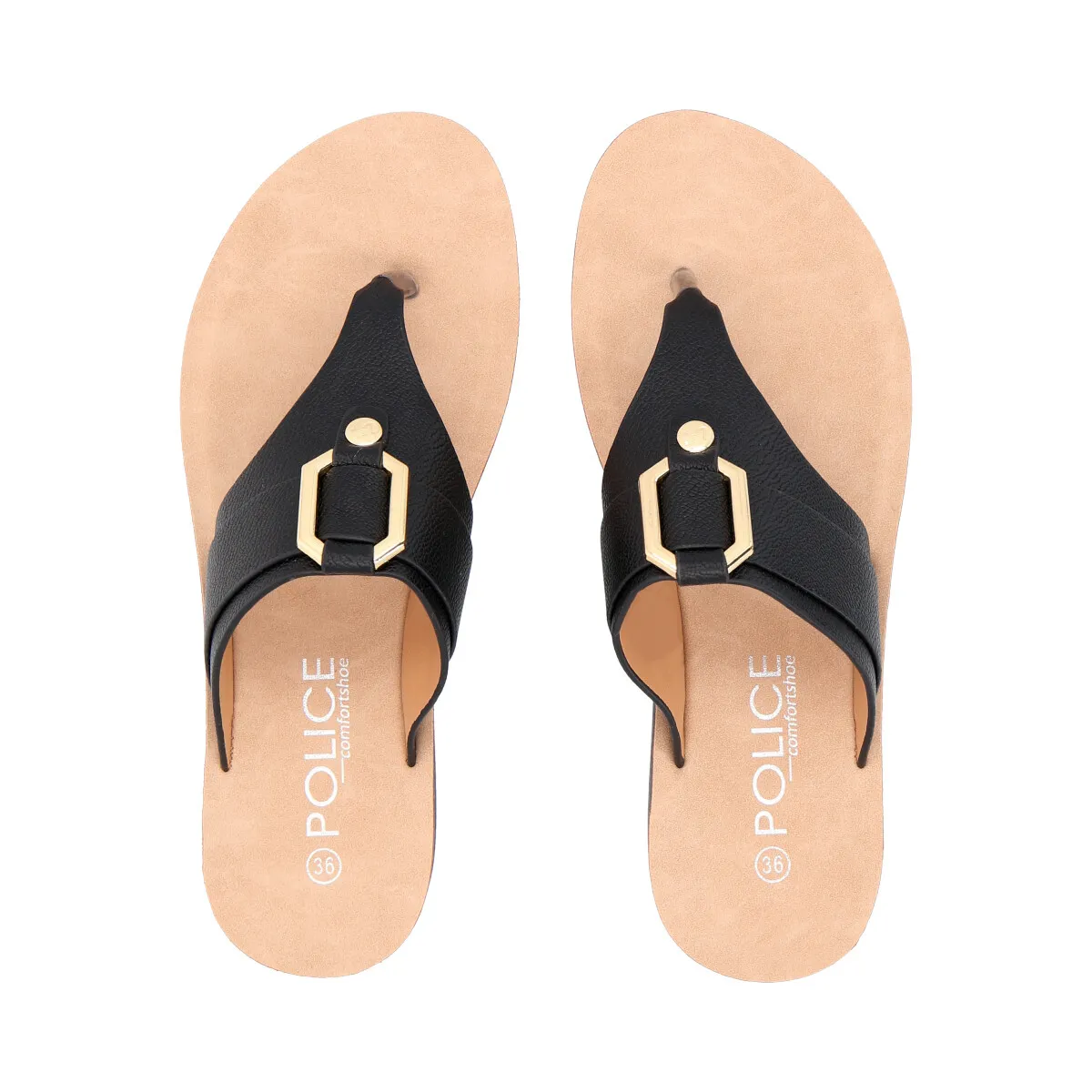 POLICE - Sandalia Mujer Negro Sole  Police