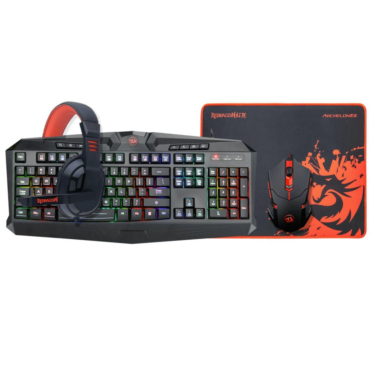 REDRAGON - Kit Gamer 4En1 Audifono Teclado Mouse MousePad S101 Redragon