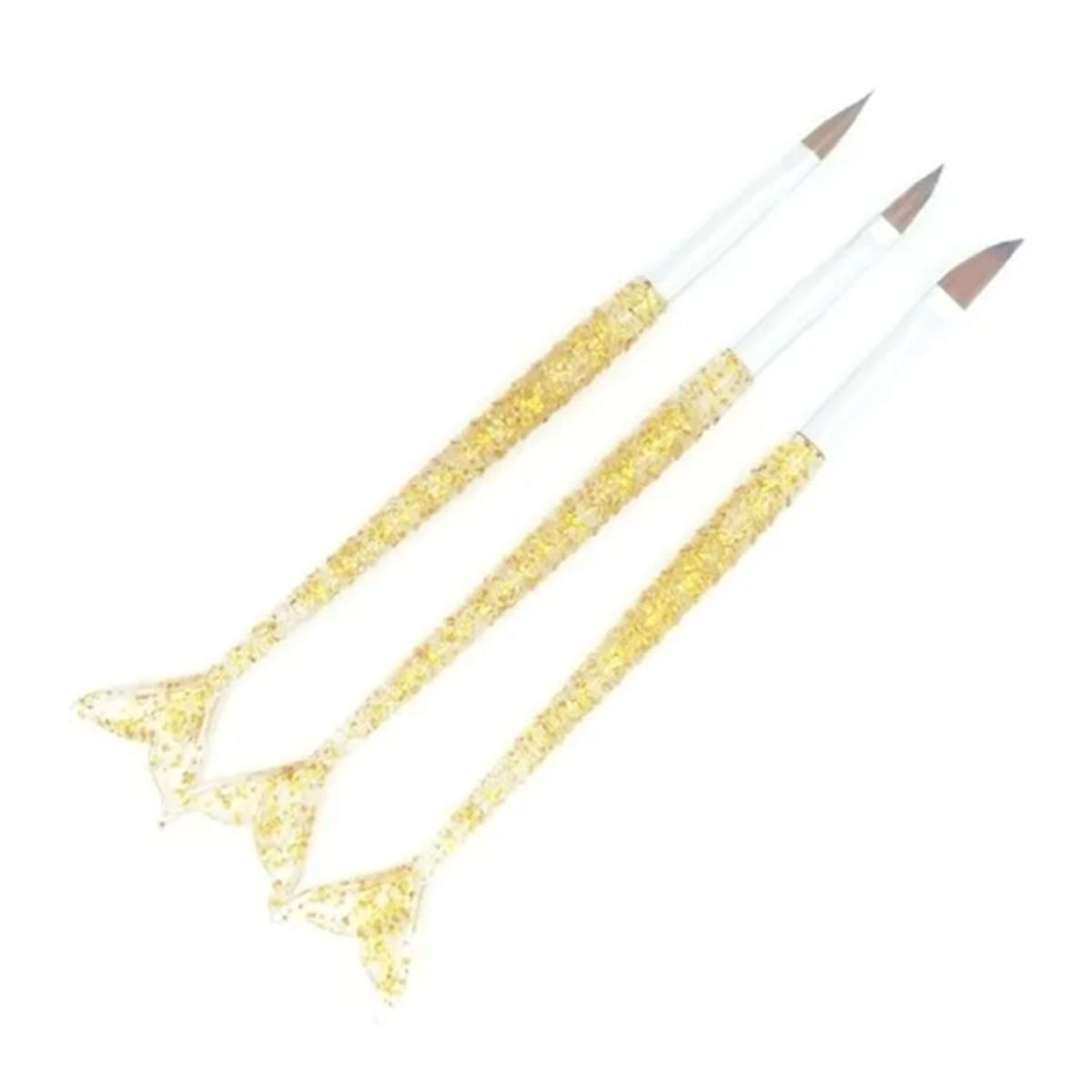 GENERICO - Set Pinceles Para Uñas Acrilicas 3 Unidades Diseño Manicure